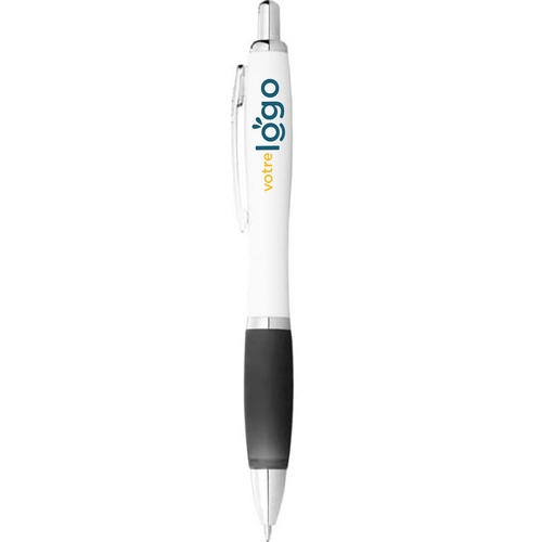 image du produit Stylo blanc personnalisé avec des grip de couleurs