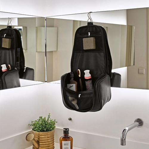 image du produit Trousse de toilette en cuir recyclé - Trousse de voyage élégante