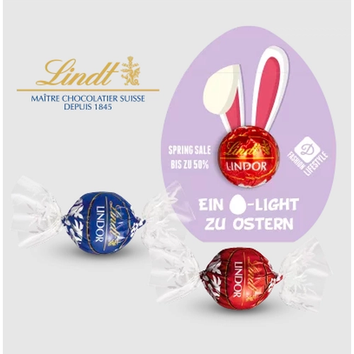 image du produit Truffes au chocolat LINDT dans un carton en forme d’oeuf de Pâques